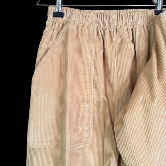 Haband 2-pc Set Button Up Corduroy Shirt Stretch Pants Cords Beige Cream S 8P - Picture 4 of 7